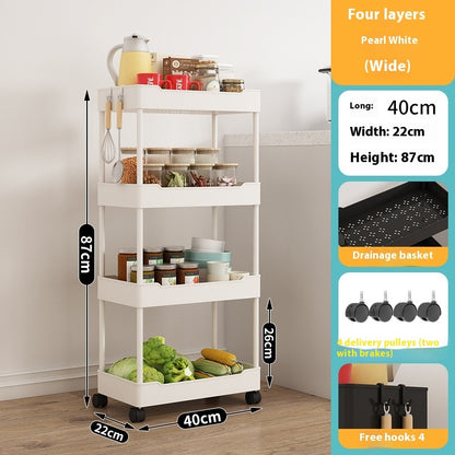 Multi Story Kitchen Floor Standing Small Cart Storage Rack