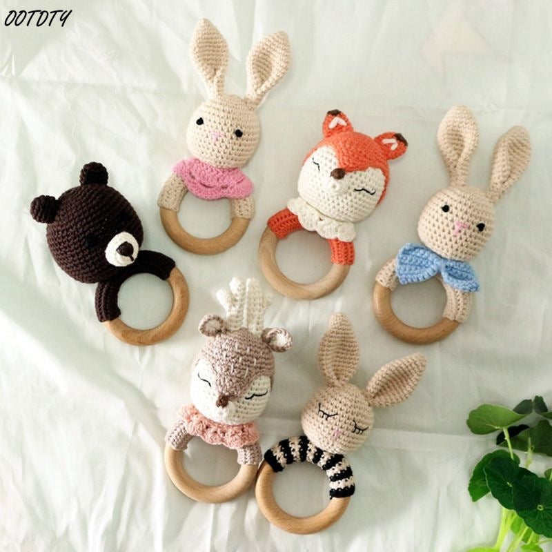 Baby rattles crochet diy material package hand-knitted doll creative gift