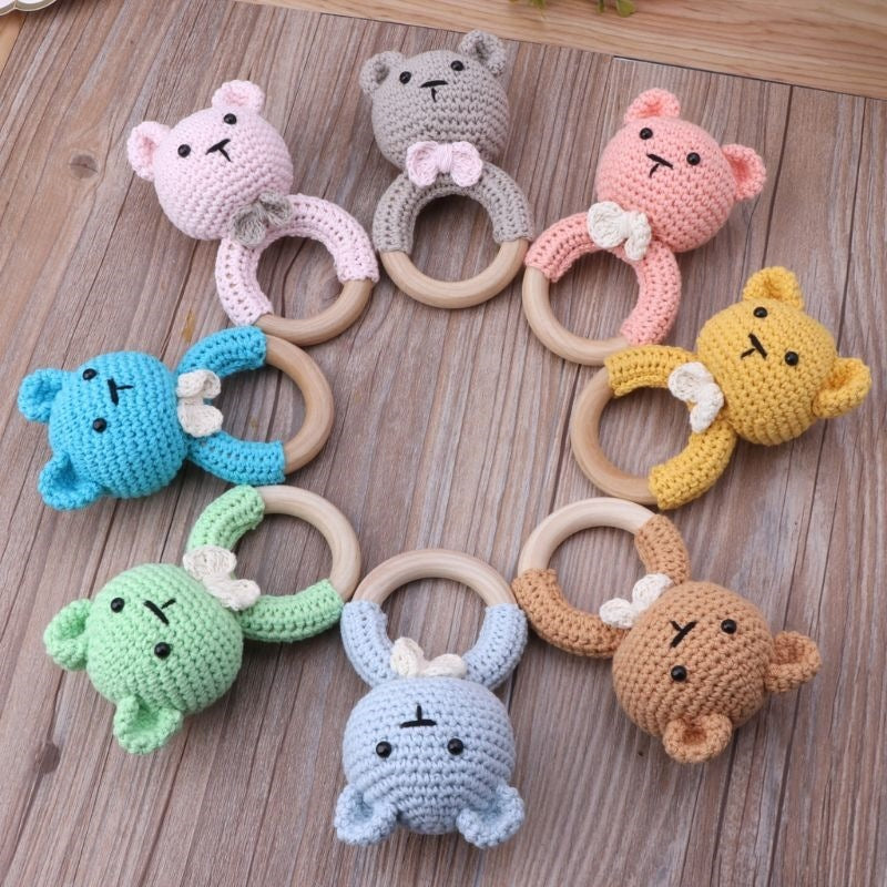 Baby rattles crochet diy material package hand-knitted doll creative gift