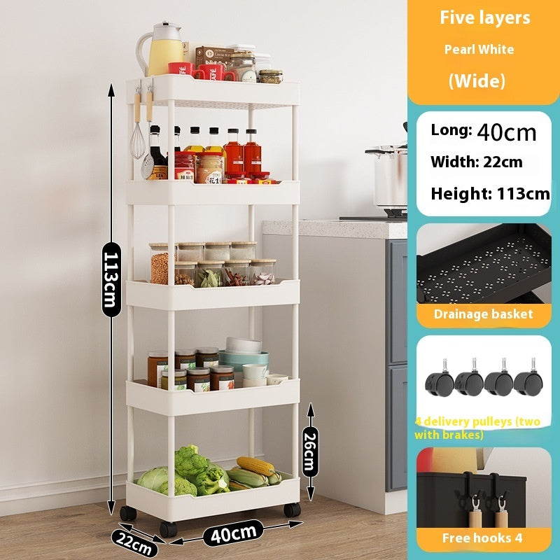 Multi Story Kitchen Floor Standing Small Cart Storage Rack