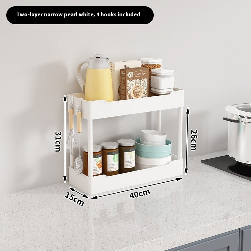 Multi Story Kitchen Floor Standing Small Cart Storage Rack