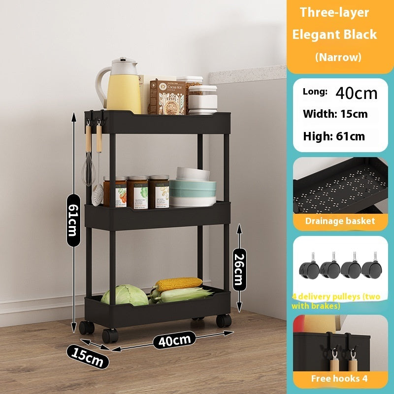 Multi Story Kitchen Floor Standing Small Cart Storage Rack