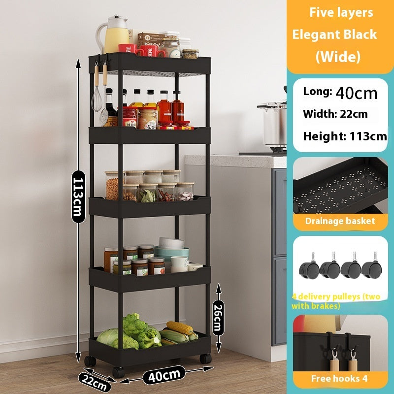 Multi Story Kitchen Floor Standing Small Cart Storage Rack