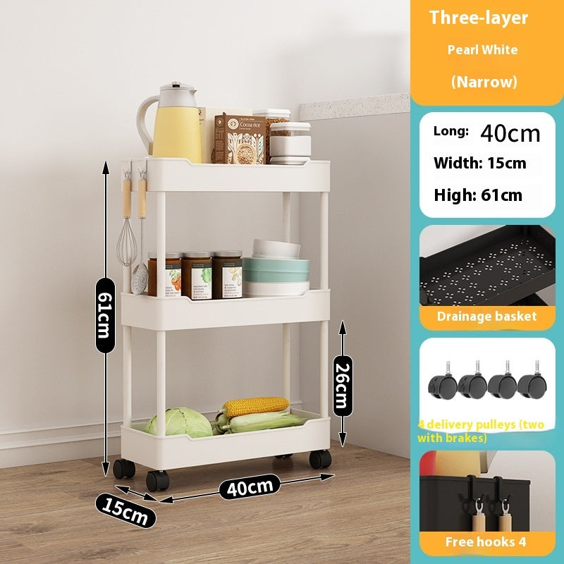 Multi Story Kitchen Floor Standing Small Cart Storage Rack