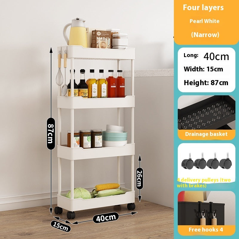 Multi Story Kitchen Floor Standing Small Cart Storage Rack