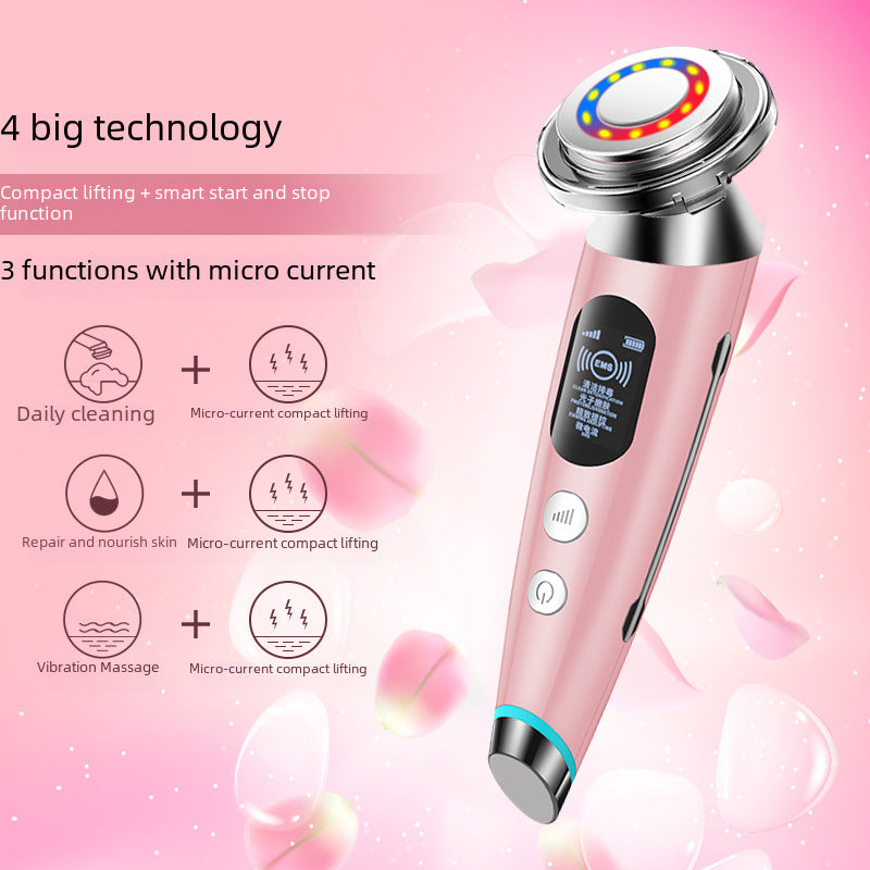 Ultrasonic Beauty Instrument – Red & Blue Light Photon Rejuvenation & Microcurrent Facial Massager