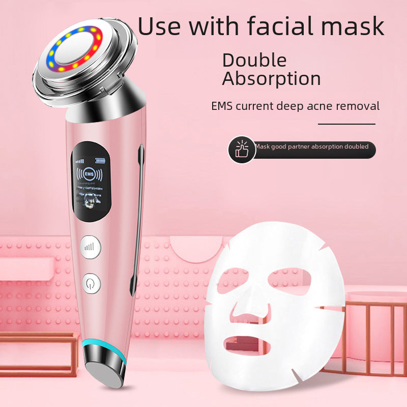 Ultrasonic Beauty Instrument – Red & Blue Light Photon Rejuvenation & Microcurrent Facial Massager