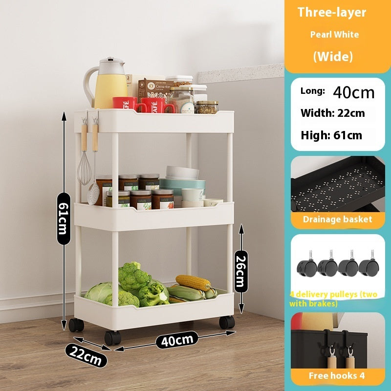 Multi Story Kitchen Floor Standing Small Cart Storage Rack