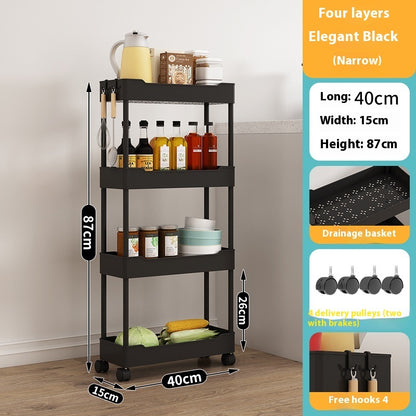 Multi Story Kitchen Floor Standing Small Cart Storage Rack