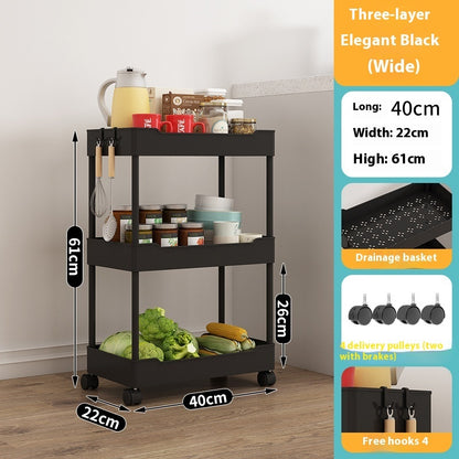 Multi Story Kitchen Floor Standing Small Cart Storage Rack