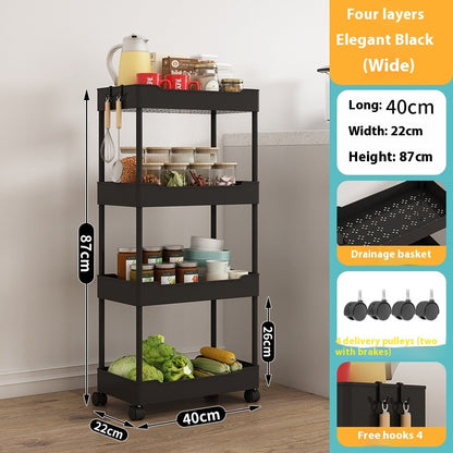 Multi Story Kitchen Floor Standing Small Cart Storage Rack